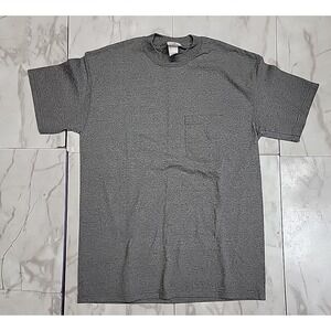 Vintage 90s Bike Brand Plain Heathered Gray Pocket T-Shirt Men's Medium USA Made